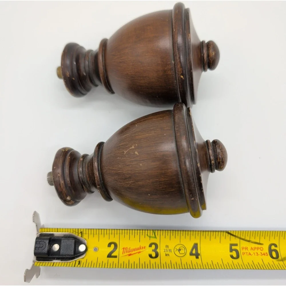 Vtg Turned Wood Finials Urn Chalice Goblet Style Rod Ends 4